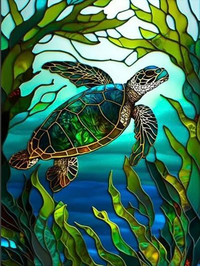 Lienzo "Tortuga Marina" – 30x40 cm (Diamante redondo)
