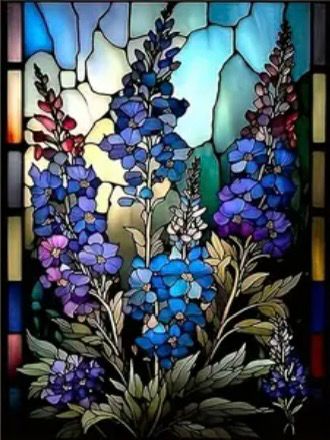 Lienzo "Flores Azules" – 30x40 cm (Diamante redondo)