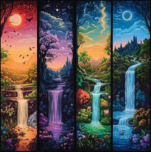 Lienzo "Cascadas del Tiempo" – 40x40 cm (Diamante cuadrado)
