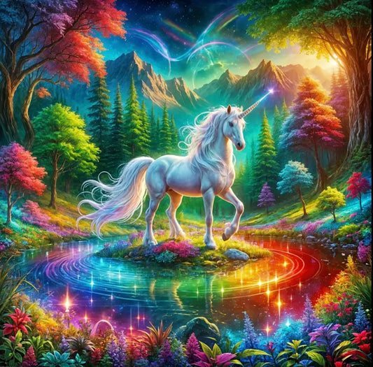 Lienzo "Unicornio Mágico" – 50x50 cm (Diamante cuadrado)